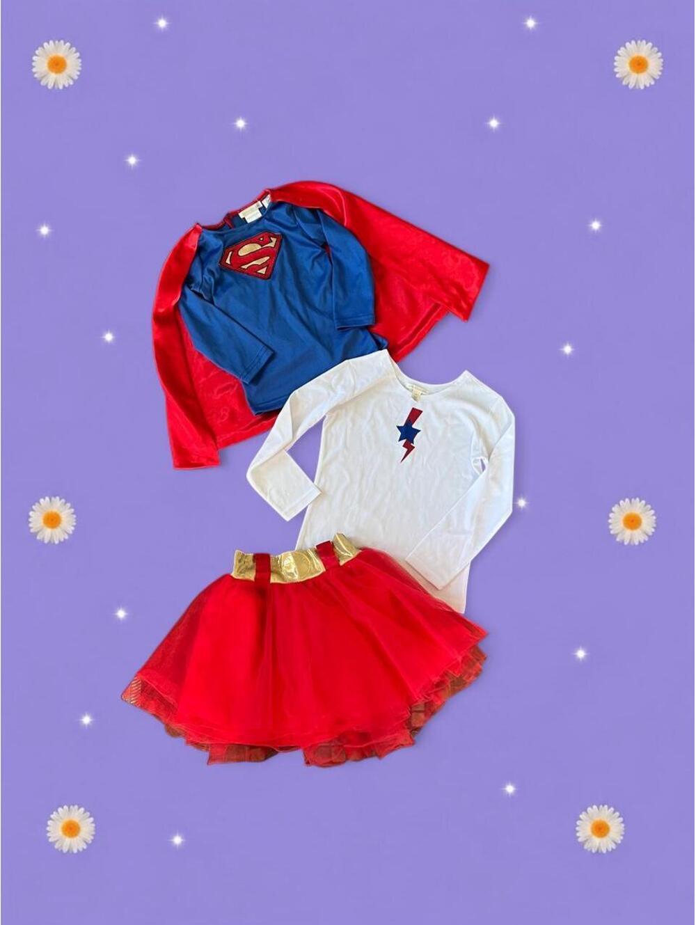 Pottery Barn Kids Supergirl 3-Piece Costume Set size 4-6 ❤️💙💛